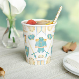ブルー&金ゴールドウォーターカラーリトルプリンス誕生日 紙コップ