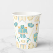 ブルー&金ゴールドウォーターカラーリトルプリンス誕生日 紙コップ (裏面)