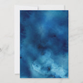 ブルー&金ゴールドウォーターカラーリハーサルディナー招待状 招待状 (裏面)