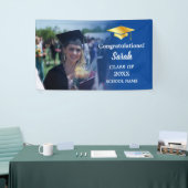 ブルー | 金ゴールドカスタム卒業写真クラスOf 2025 横断幕 (トレードショー)