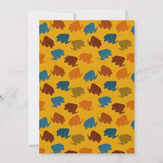 ブルー&金ゴールドカートゥーンウーリーマンモスバースデーパーティー 招待状 (裏面)