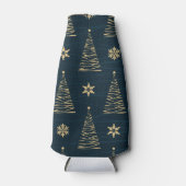 ブルー&金ゴールドクリスマスツリー&スター ボトルクーラー (正面)