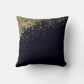 ブルー&金ゴールドグラマー絵を描(ばちゃばちゃ)跳ねるモダングラム クッション (裏面)