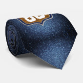 ブルー&金ゴールドグリッターサッカー選手チームスピリット ネクタイ (ロール)