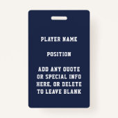 ブルー&金ゴールドグリッタースクールサッカーチームスポーツ バッジ (裏面)