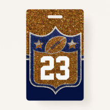 ブルー&金ゴールドグリッタースクールサッカーチームスポーツ