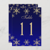 ブルー，金ゴールドグリッタースノーフレーク表番号カード ポストカード (正面/裏面)