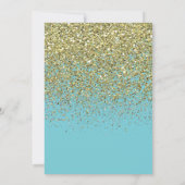 ブルー&金ゴールドグリッター散水ベビーシャワー招待状 招待状 (裏面)