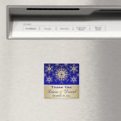 ブルー，金ゴールドグリッター雪片結婚式の引き出物磁石 マグネット (インサイチュ (食洗機))