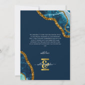 ブルー&金ゴールドゲートグリッター結婚の写真 サンキューカード (裏面)