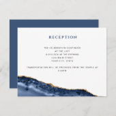 ブルー&金ゴールドゲート詳細カード 招待状 (正面/裏面)