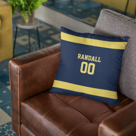 ブルー&金ゴールドサッカーチームパーソナライズされた クッション