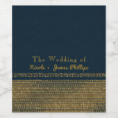 ブルー&金ゴールドシックきらめくグラムパーティーワインラベル ワインラベル (シングルラベル)