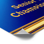 ブルー&金ゴールドシニアガールズバスケットポスター ポスター (角)