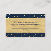 ブルー&金ゴールドシャイニー紙吹雪ドットオムツラッフル エンクロージャーカード (裏面)