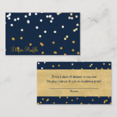ブルー&金ゴールドシャイニー紙吹雪ドットオムツラッフル エンクロージャーカード (正面/裏面)