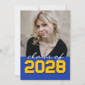 ブルー&金ゴールドシャルボードフィルムストリップグラッドアナウンスメント 招待状 (裏面)