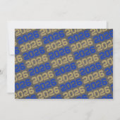 ブルー&金ゴールドシャルボード卒業写真 招待状 (裏面)