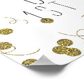 ブルー&金ゴールドシュガーはスウィート1st第1お誕生日ケーキ ポスター (角)