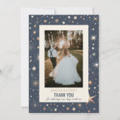 ブルー&金ゴールドシレ結婚ンツ サンキューカード (正面)