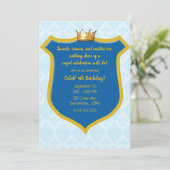 ブルー&金ゴールドシ王室のールド&クラウンプリンスパーティー 招待状 (スタンド正面)