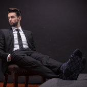 ブルー&金ゴールドジャスティスはかりで測弁護士 ネクタイ