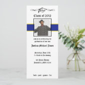 ブルー&金ゴールドスクールの卒業の招待状 招待状 (スタンド正面)