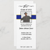 ブルー&金ゴールドスクールの卒業の招待状 招待状 (正面/裏面)