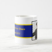 ブルー&金ゴールドスクール卒業写真コラージュマグカップ コーヒーマグカップ (中央)