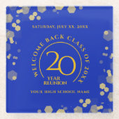 ブルー&金ゴールドスクール懇親会 ガラスコースター (正面)