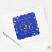 ブルー&金ゴールドスクール懇親会 スクエアシール (封筒)