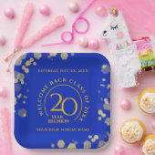 ブルー&金ゴールドスクール懇親会 ペーパープレート (パーティー)