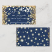 ブルー&金ゴールドトゥインクルスターおむつラッフルチケット エンクロージャーカード (正面/裏面)