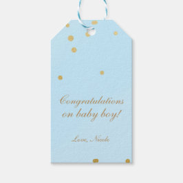 ブルー&金ゴールドドッモダンツシックなプレゼントラベル ギフトタグ