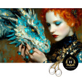 ブルー&金ゴールドドラゴンファンタジーデクページ 薄葉紙