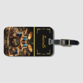 ブルー&金ゴールドドラムセットエネルギー ラゲッジタグ (正面横)