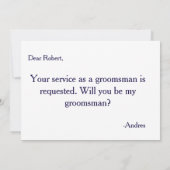 ブルー&金ゴールドバウ私のグロムスマンになる? 招待状 (裏面)