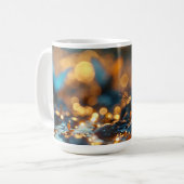 ブルー&金ゴールドバタフライデザインセラミックマグカップ コーヒーマグカップ (正面左)