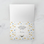 ブルー&金ゴールドパターンハッピーハヌッカフォトカード シーズンカード (内部)