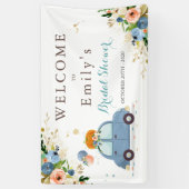 ブルー&金ゴールドパンプキンドライブバイブライダルシャワーバナー 横断幕 (縦)