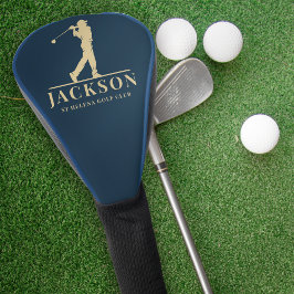 ブルー&金ゴールドパーソナライズされたモノグラムゴルファー ゴルフヘッドカバー