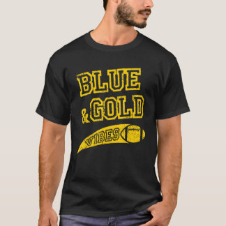 ブルー&金ゴールドビーズサッカーチームFan_1 Tシャツ