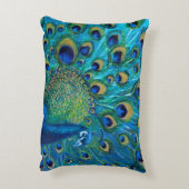 ブルー&金ゴールドピーコックデザイン アクセントクッション (裏面(縦))