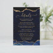 ブルー&金ゴールドフェイクグリッターアゲ結婚ート詳細 エンクロージャーカード (スタンド正面)