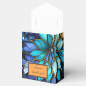 ブルー&金ゴールドフローラステンドグラスエレガントな結婚式 フェイバーボックス (オープン)