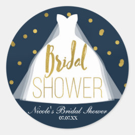 ブルー&金ゴールドブライダルシャワー結婚ズドレス紙吹雪 ラウンドシール