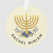 ブルー&金ゴールドベビーファーストハヌカー |日付の適用画像 オーナメント (正面)