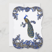 ブルー&金ゴールドペイズリーダマスクウェディング招待状 招待状 (裏面)