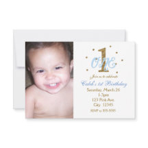 ブルー&金ゴールドボーイズONE 1st誕生日パーティー写真