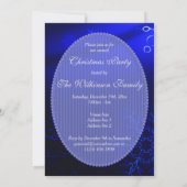 ブルー&金ゴールドボーブル&スノーフレーククリスマスパーティー 招待状 (裏面)